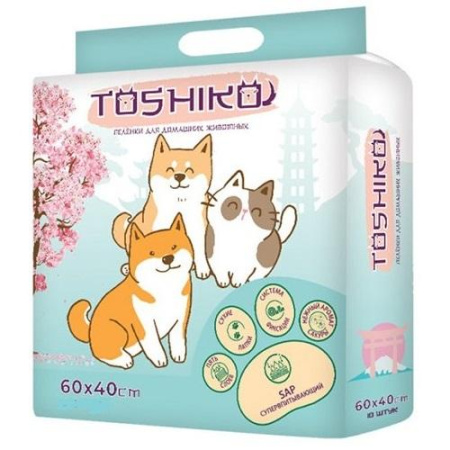 TOSHIKO пеленки впитывающие одноразовые с ароматом сакуры 10шт 60*40см
