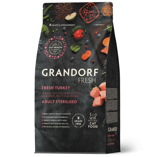 GRANDORF Fresh Cat STERILISED Turkey&Sweet Potato Свежее мясо индейки с бататом д/стерил.кошек 2кг