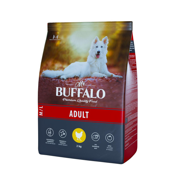 Mr.Buffalo ADULT M/L Сухой корм д/собак средних и крупных пород (курица) 2 кг
