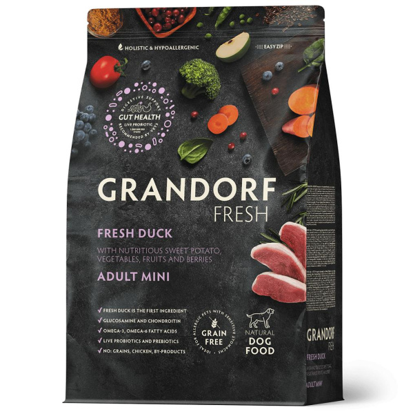 GRANDORF Fresh Dog Adult MINI Duck&Sweet Potato Свежее мясо утки с бататом д/собак мел. пор. 3кг