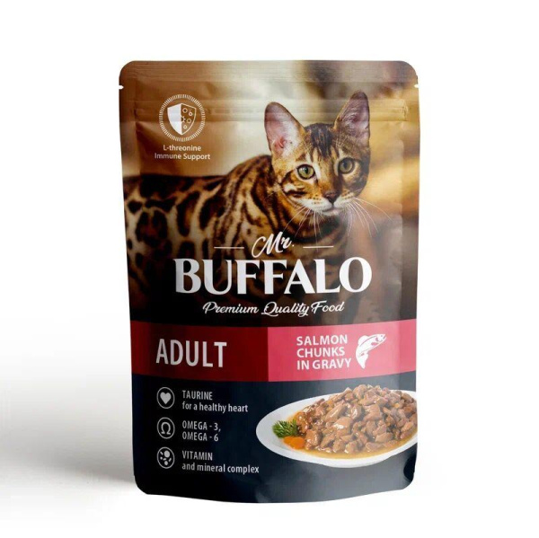 Mr.Buffalo пауч ADULT HAIR & SKIN 85г (лосось в соусе) д/кошек