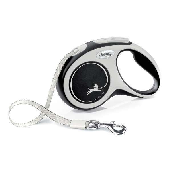 Flexi рулетка NEW LINE Comfort XS (до 12 кг) лента 3 м серый/черный