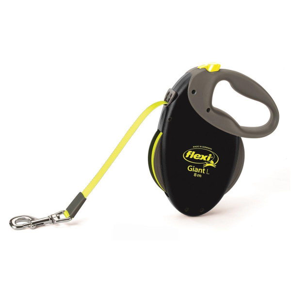 Flexi рулетка Giant Neon L (до 50 кг) лента 8 м, светоотражающая, желтый неон