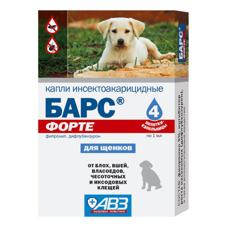 БАРС ФОРТЕ Капли п/блох и клещей для щенков 4 пипетки