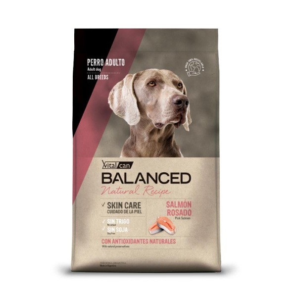 Виталкан Корм Balanced Dog Adult Natural Recipe д/взрослых собак с розовым лососем, 3 кг
