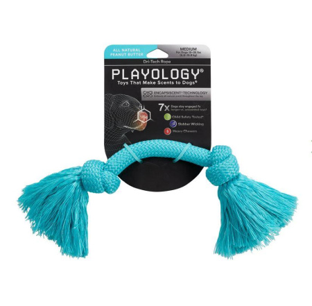 Playology жевательный канат DRI-TECH ROPE с ароматом арахиса, средний, голубой
