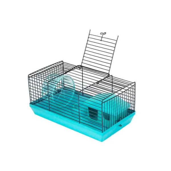Клетка-мини ECO д/мелких грыз.,складн.,шаг прута до 9,5мм, 28*17*h18см (+домик;+миска;+колесо) 40192
