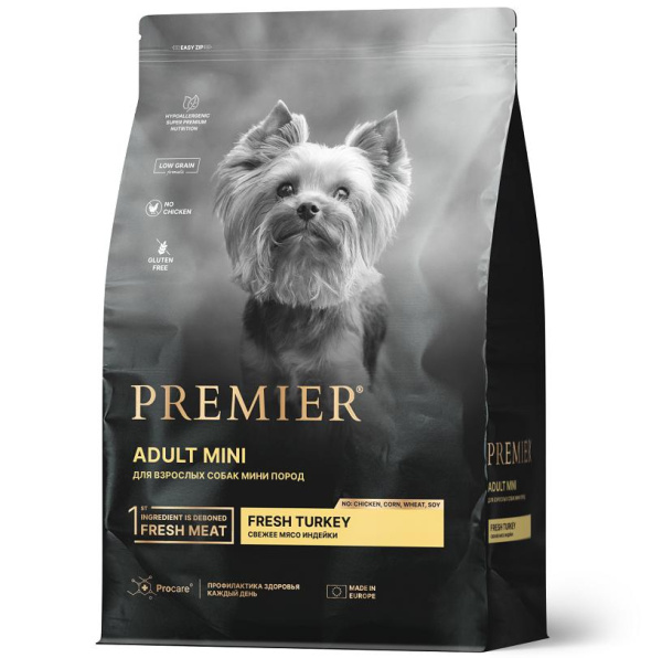 Premier Dog Turkey ADULT Mini (Индейка для собак мелких пород) 3 кг