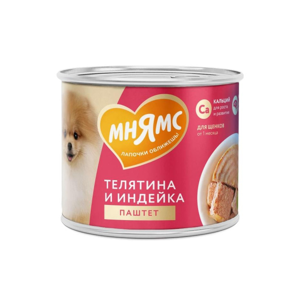 Влажный корм Мнямс На каждый день Паштет из телятины и индейки для щенков «ПРАВИЛЬНОЕ РАЗВИТИЕ» 200г