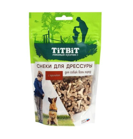 Снеки для дрессуры собак всех пород с кроликом 100 г 025680 ТИТБИТ