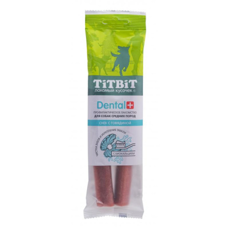 Профилактическое л-во DENT+ Снек с говядиной д/собак средних пород 1шт (1*13) 014462 ТИТБИТ, 85 г