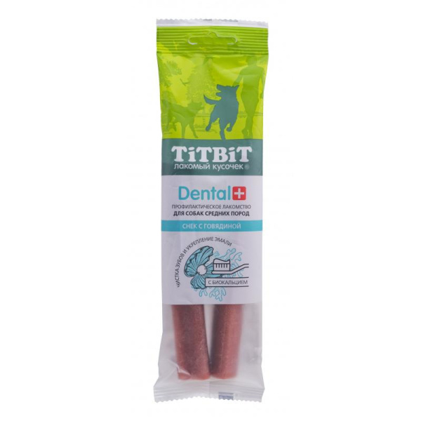 Профилактическое л-во DENT+ Снек с говядиной д/собак средних пород 1шт (1*13) 014462 ТИТБИТ, 85 г