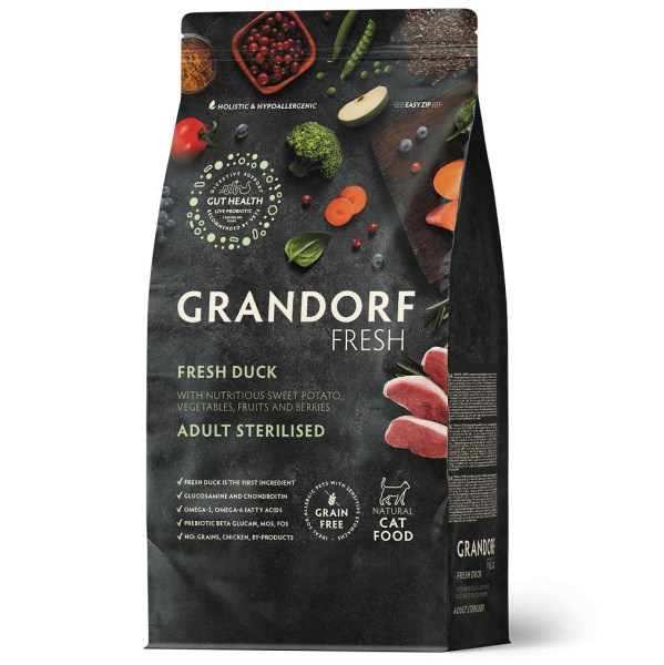 GRANDORF Fresh Cat STERILISED Duck&Sweet Potato Свежее мясо утки с бататом д/стерил.кошек 2кг