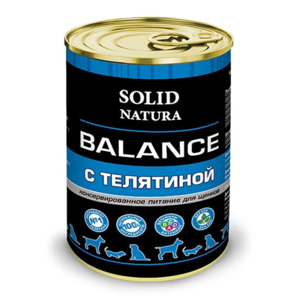 Solid Natura Balance консервы д/щенков Телятина 0,34кг
