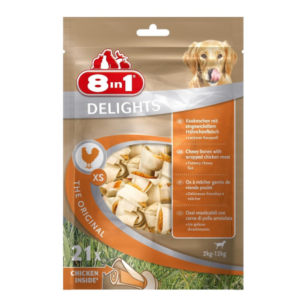8в1 DELIGHTS ХS косточка 7,5 см. д/собак мелких пород (1*21), 84 г