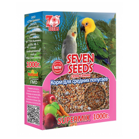 SEVEN SEEDS SUPERMIX корм д/средних попугаев 1000г (1*6) S302