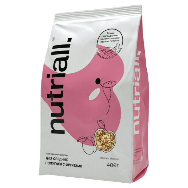 Nutriall корм д/средних попугаев с фруктами 400г