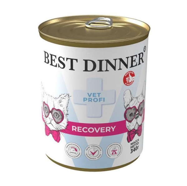 Best Dinner Vet Profi Recovery д/кошек и собак при истощении, выздор. и послеопер.восстанов. 340 гр