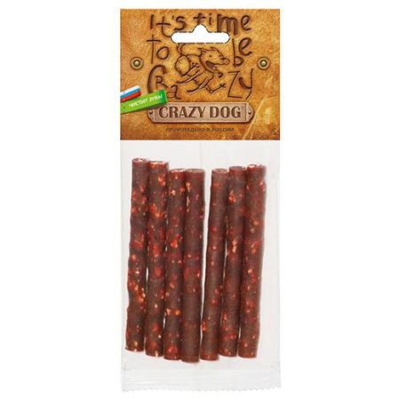 CRAZY DOG Мясная соломка с говядиной (д/мелких собак) 015230 ТИТБИТ, 50 г (вывод)