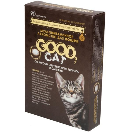 Good Cat мультивитаминное лакомство д/кошек со вкусом "Творога и сметаны" 90 таб