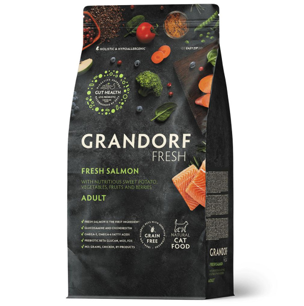 GRANDORF Fresh Cat ADULT Salmon&Sweet Potato Свежее мясо лосося с бататом д/кошек 2кг