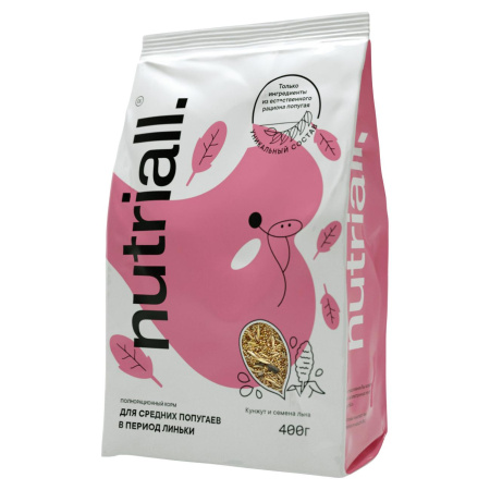 Nutriall корм д/средних попугаев в период линьки 400г
