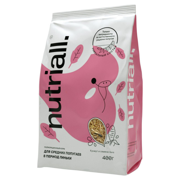 Nutriall корм д/средних попугаев в период линьки 400г
