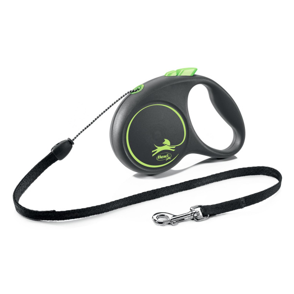 Flexi рулетка Black Design XS (до 8 кг) 3 м трос черный/зеленый