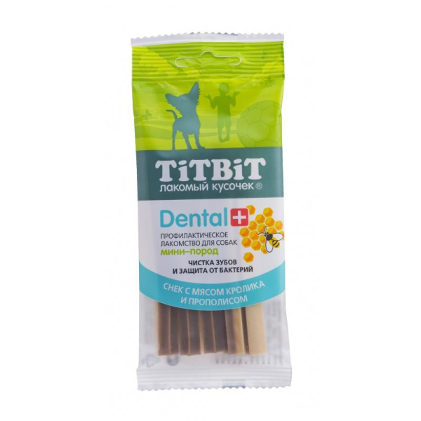 Профилактическое л-во DENT+ Снек с мясом кролика д/собак мини-пород 1шт (1*23) 013984 ТИТБИТ, 25 г