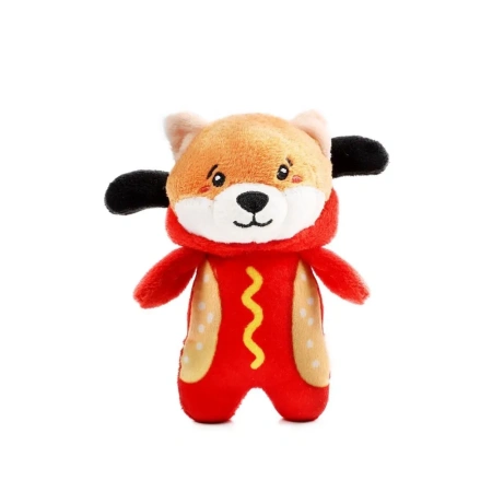 GiGwi PLUSH FRIENDZ Игрушка мягкая для собак "Лисичка в костюме хот-дога с пищалкой", 125мм