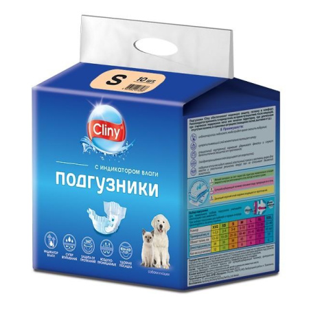 Подгузники КЛИНИ д/собак и кошек 3-6кг S (10шт)