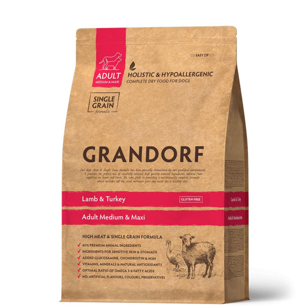 GRANDORF DOG Lamb&Turkey MED&MAXI Ягненок с индейкой для взрослых собак средних и крупных пород 10кг