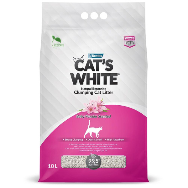 Cats White Baby Powder комкующийся наполнитель с ароматом детской присыпки д/кошачьего туалета 10л