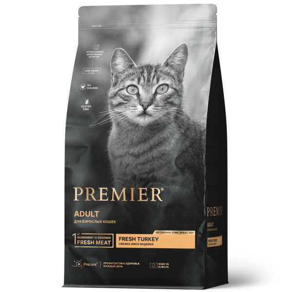 Premier Cat Turkey ADULT (Свежая индейка для кошек) 2 кг