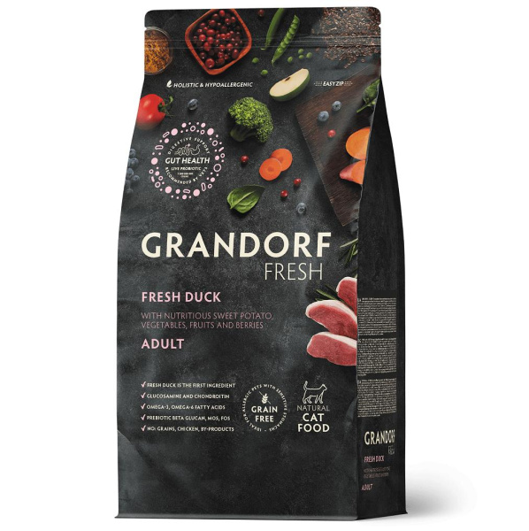 GRANDORF Fresh Cat ADULT Duck&Sweet Potato Свежее мясо утки с бататом для кошек 2кг