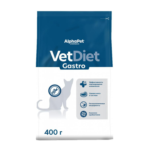 AlphaPet Vet Diet д/кошек, при острых расстр. пищевар., 400гр