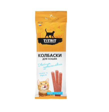 Колбаски для кошек Двойное удовольствие с лососем и форелью 45 г 026366 ТИТБИТ