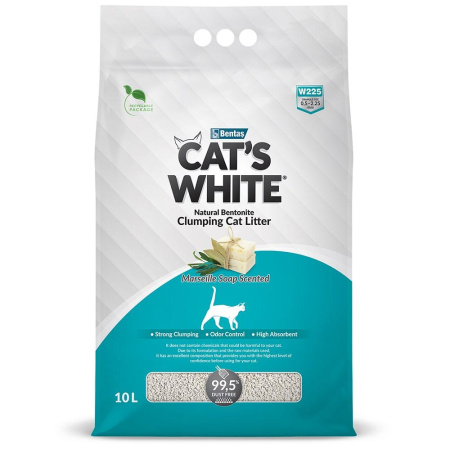 Cats White Marseille soap комкующийся наполнитель с аром. марсельского мыла д/кошачьего туалета 10л