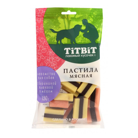 Пастила мясная с бараниной клюквой и медом Лакомство для собак 130 г 025376 ТИТБИТ