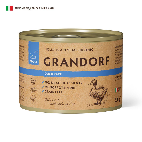 GRANDORF консервы д/соб. Паштет из Утки 200 г