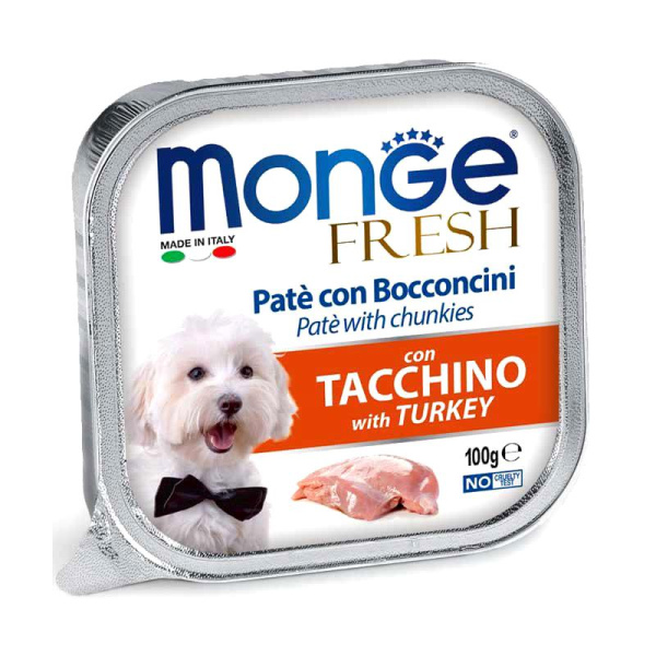 Влажный корм Monge Dog Fresh для собак, с индейкой, консервы 100 г