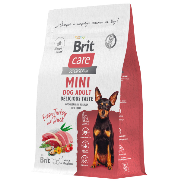 Брит Кеа Сухой корм MINI DOG ADULT.DELICIOUS TASTE с индейкой и уткой д/приверед, 0,4 кг, 6010780
