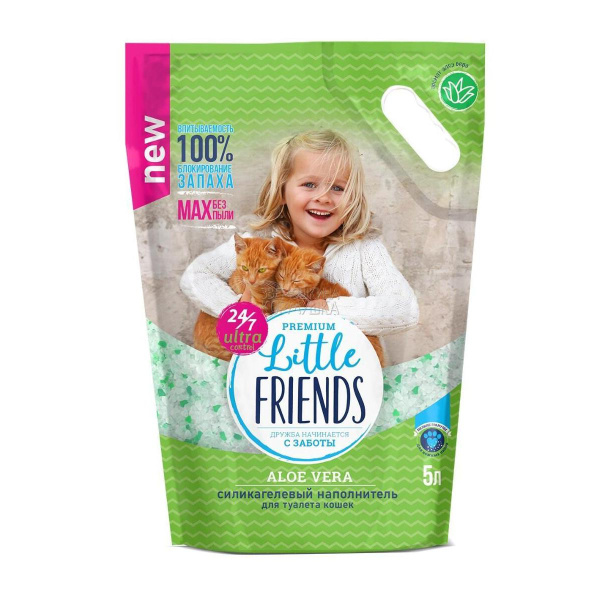 Little Friends Aloe Vera наполнитель силикагелевый 5л /6/