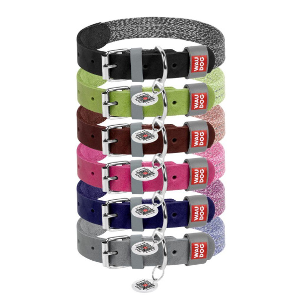 COLLAR Ошейник WAUDOG Classic, кожа, металлическая пряжка (ширина 12 мм, длина 21-29 см) розовый