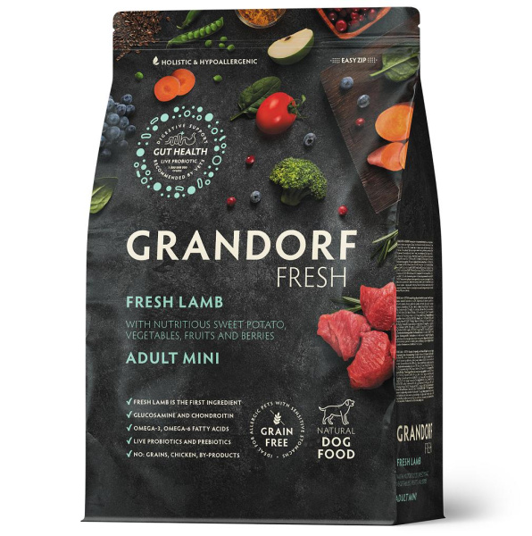 GRANDORF Fresh Dog Adult MINI Lamb&Sweet Potato Свежее мясо ягненка с бататом д/собак мел. пор. 3кг