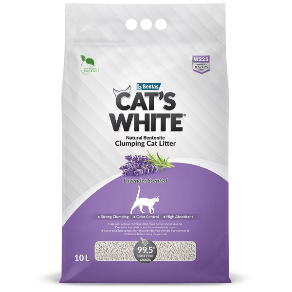 Cats White Lavender комкующийся наполнитель с нежным ароматом лаванды для кошачьего туалета 10л