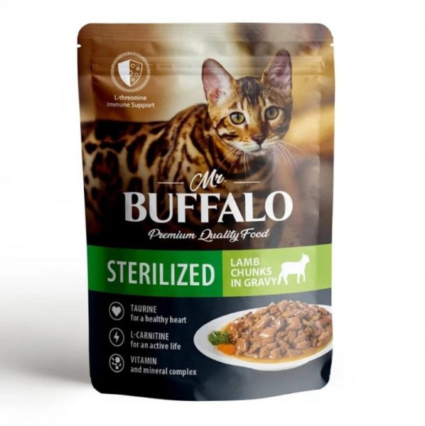 Mr.Buffalo пауч STERILIZED 85г (ягненок в соусе) д/кошек