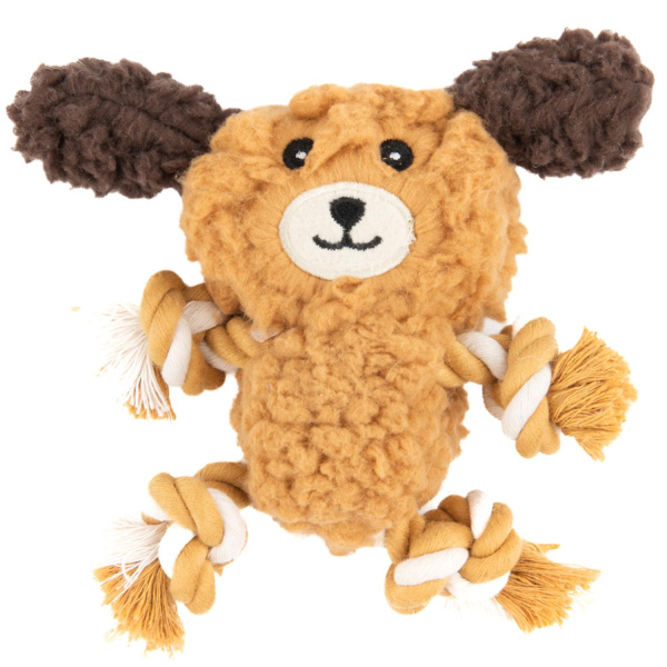 Игрушка AROMADOG Rescue для собак Собачка с канатами 15 см с пищалкой, рыжий