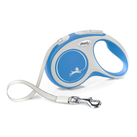 Flexi рулетка NEW LINE Comfort XS (до 12 кг) лента 3 м серый/синий