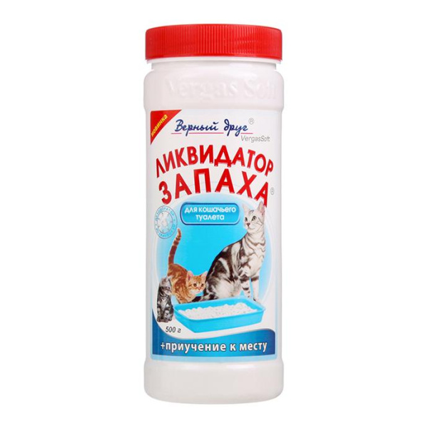 ВЕРНЫЙ ДРУГ Ликвидатор запаха д/кош. туалетов + приучение к месту порошок 500г